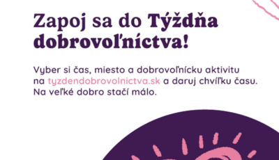 Vyskúšajte dobrovoľníctvo! Prihlasovanie do Týždňa dobrovoľníctva 2026 je spustené
